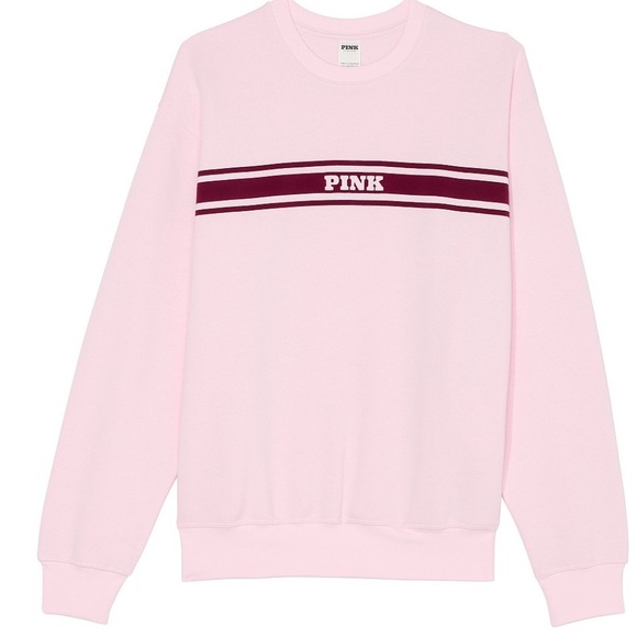 PINK/VICTORIA’S SECRET Light Pink Ivy Fleece Classic Crew Sweatshirt - Picture 2 of 7
